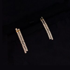Two Tone 925 Sterling Silver Edge Stud Earrings Jewelry Display